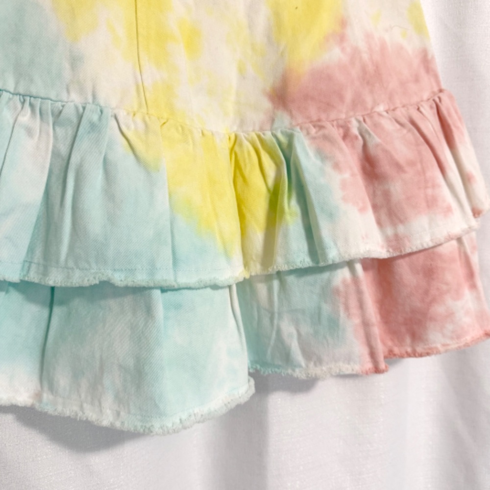 LoveShackFancy Landen Rainbow Radial Tie Dye Tiered Cotton Mini Skirt Size 2 - Picture 7 of 11